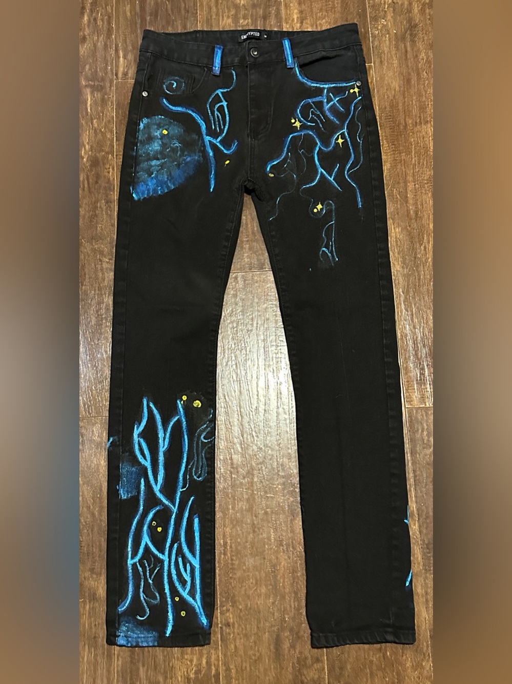 Encrypted NYC Black Painted Denim Jeans Boys 18
